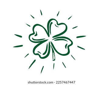 Retro Style Emblems leaf clover, St. Patrick's Day, hand drawn Illustration.