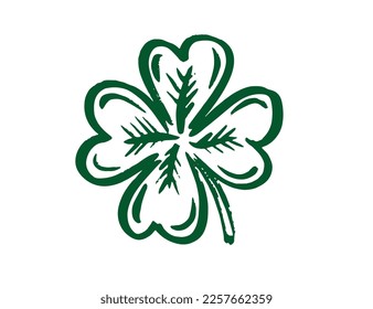 Retro Style Emblems leaf clover, St. Patrick's Day, hand drawn Illustration.