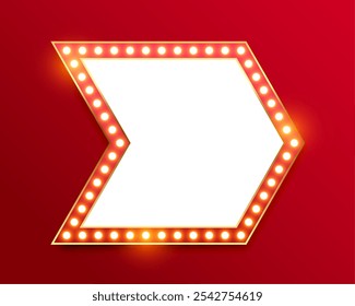 retro style empty glowing bulb signage frame design vector