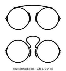 Retro style eyeglasses, vector icons isolated on white background, linear flat illustrations