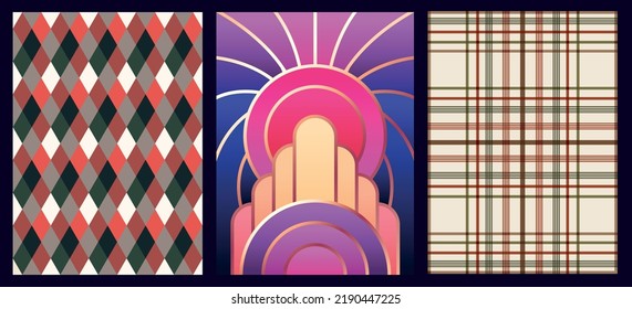 Retro Style Fabric Design Backgrounds Set