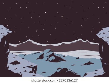 Retro Style Fantastic Space Landscape Background