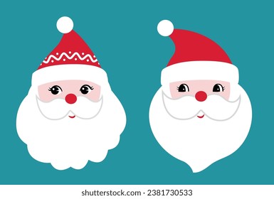 Retro style flat Santa Claus head