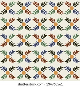 Retro style floral seamless pattern. Vector illustration.