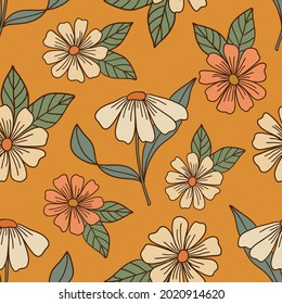 Modalidades de floral sin costura de estilo retro para el diseño de prendas de vestir, tejidos, ropa. Fondo floral dibujado a mano. Papel de flores de moda.