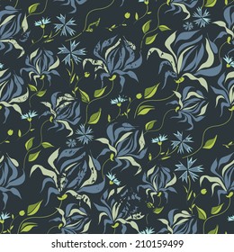 retro style flower vector dark pattern elegant chrysanthemum