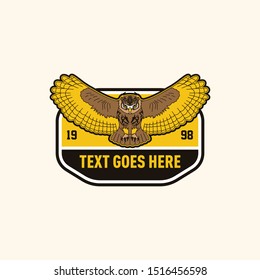 Retro style flying owl patch emblem template