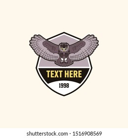 Retro style flying owl patch emblem template