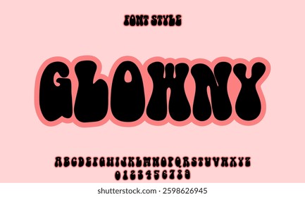 Retro style font alphabet. Groovy font. 60s and 70s typography. Groovy alphabet letters, numbers, retro lettering. 60s groovy. Retro cartoon alphabet. Vintage hippie.