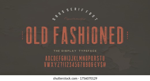 Retro style font design, alphabet letters and numbers vector illustration