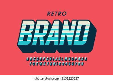 Diseño de fuentes estilo retro, letras alfabéticas y ilustración vectorial de números