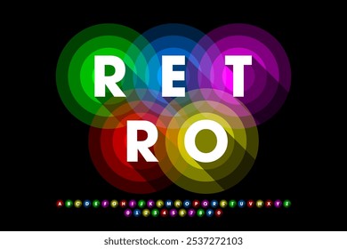 Retro style font design, retro alphabet, letters and numbers, vector illustration