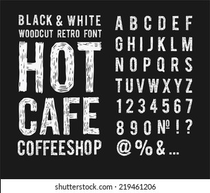 retro style font Woodcut