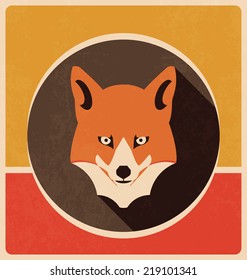 Retro Style Fox Design with Long Shadow