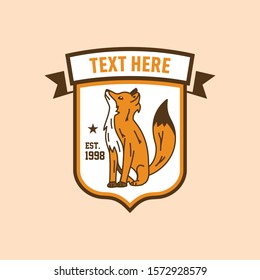 Retro style fox emblem logo template