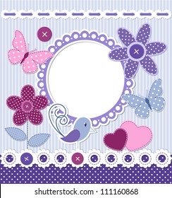 Retro style frame and design elements for scrapbooking