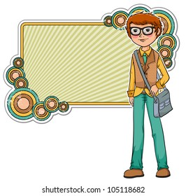 retro style frame with a geeky character (JPEG version available in my gallery)