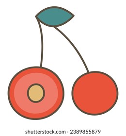 Retro style fresh cherry fruit vector