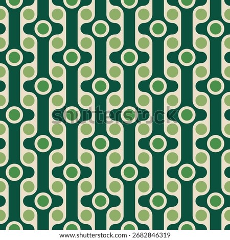 Retro Style Geometric Circle and Line Repeating Decorative Textile Pattern