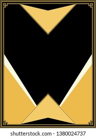 Retro style geometric frame in gold and black colors.