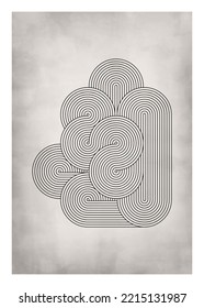 Diseño de líneas geométricas de estilo retro,   ilustración para decoración de pared, medios sociales, banner, postal, portada, fondo 
