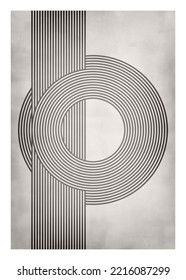 Retro style geometric lines design,   illustration for wall decoration, social media, banner, postcard, cover, background 