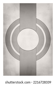 Retro style geometric lines design,   illustration for wall decoration, social media, banner, postcard, cover, background 