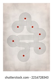 Retro style geometric lines design,   illustration for wall decoration, social media, banner, postcard, cover, background 