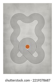 Retro style geometric lines design,   illustration for wall decoration, social media, banner, postcard, cover, background 