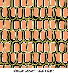 Retro style geometric pattern of rounded shapes. Print ready to stamp and color. For fabric textiles.
Vector and all over design