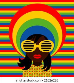 Retro style girl with sunglasses.