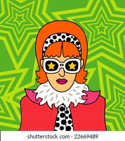 Retro style girl with sunglasses