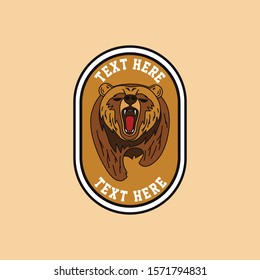 Retro style grizzly bear roar emblem  logo template
