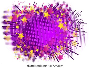Retro style half tone purple comic book background.