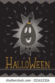 Retro style halloween poster with funny jack o lantern
