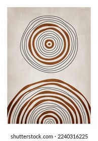 Retro style hand drawn lines design,   illustration for wall decoration, social media, banner, postcard, cover, background 