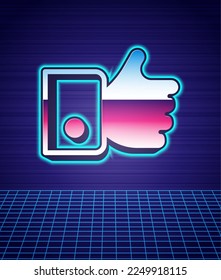 Retro-Stil Handlike Symbol isoliert futuristischen Hintergrund. Modeparty der 80er Jahre. Vektorgrafik