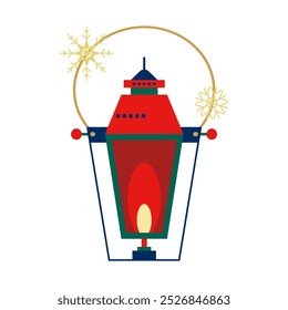 retro style hanging lamps decorated with snowflakes，Christmas concept vector illustration