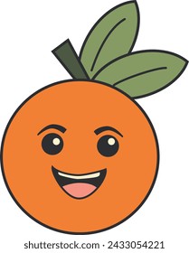 Retro style happy animated orange illustration