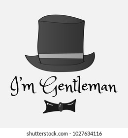 Retro style hat and tie with the inscription for T-shirts. Vintage Colors Vector Illustration