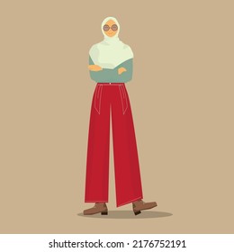 RETRO STYLE AND HIJABERS in vector flat design