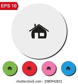 Retro style home flat round colorful vector icon.