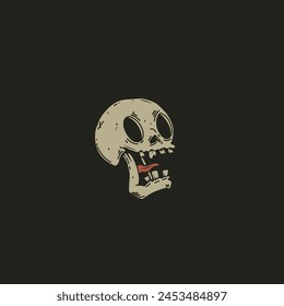 Retro style human skull vector 