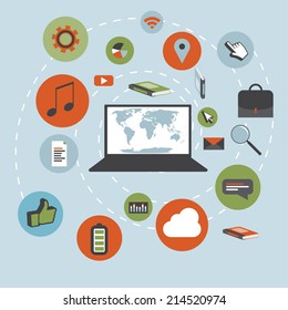 Retro style icon set and illustration