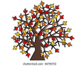 Retro Style Illustrated Autumn Tree - Vector Illustration. (high resolution JPEG also available).