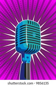 Retro style illustration of a 50's microphone.
