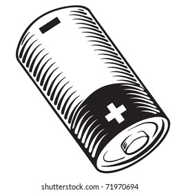 Retro style illustration of a battery