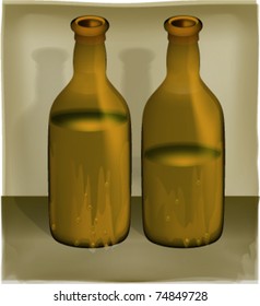 Retro style illustration depicts two bottles