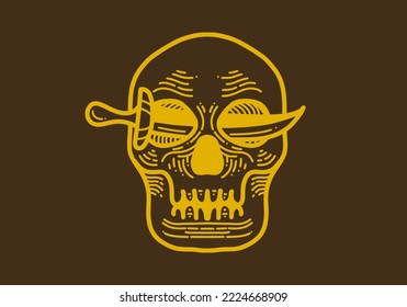 Retro style illustration design of a skull and sword