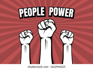 Retro Style Illustration Hand Clenched, People Power - Protest Art Vector Illustration